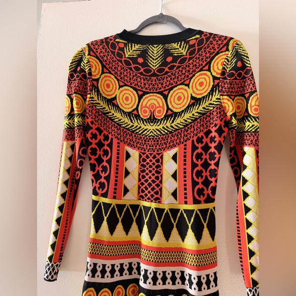 Temperley London Orange and Black Patterned Long Sleeve Dress - Picture 7 of 8